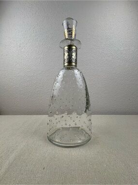 Vintage Glass Decanter Featuring a Unique Dimpled Design & a Decorative 
Stopper